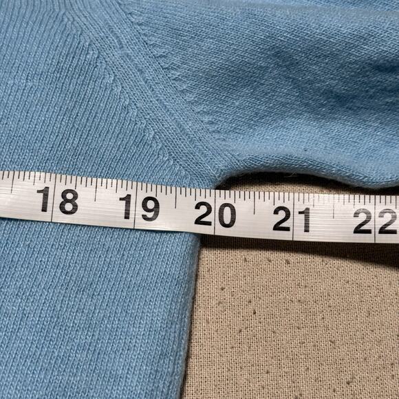 VTG We 100% Cashmere Cardigan & Vest Set Long Sleeve Beads Blue Sz M Scotland - Picture 9 of 13